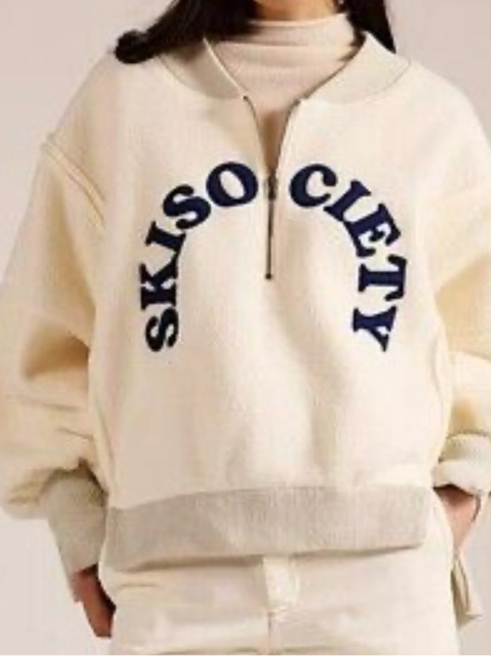 Free People x Tricia Fix Ski Society Quarter Zip in Ivory Size XS NWT